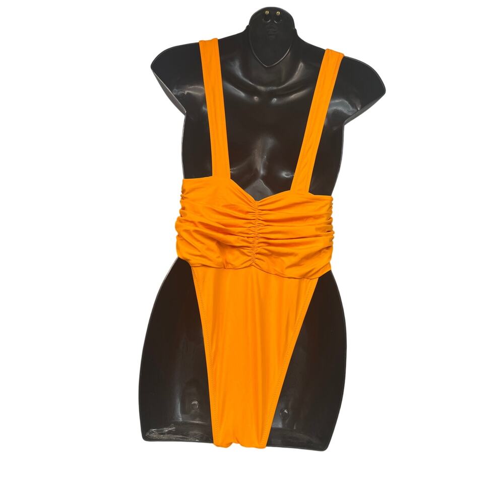 Aerie Solid Color Orange V Neck Sexy one piece swimsuit Medium - Picture 2 of 6